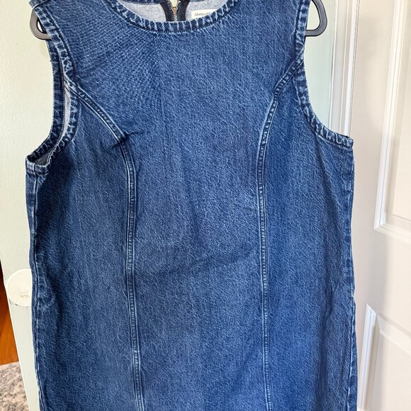 Abercrombie & Fitch Denim Shift Mini Dress Dark Wash - Picture 3 of 5